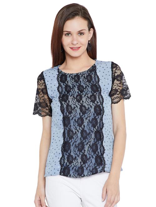 lace detail printed top - 15482684 - Very Small Image - 1
