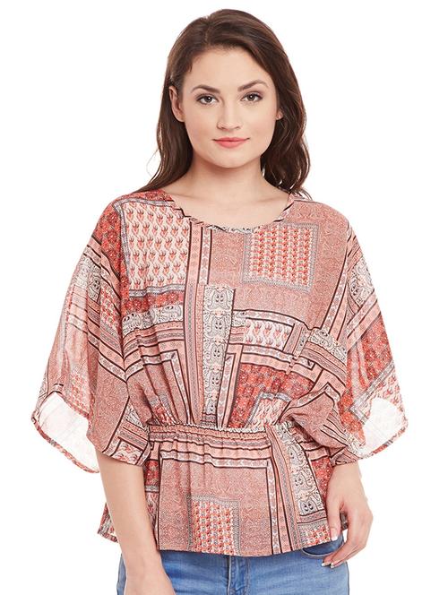 flare sleeved printed blouson top - 15482692 - Very Small Image - 1