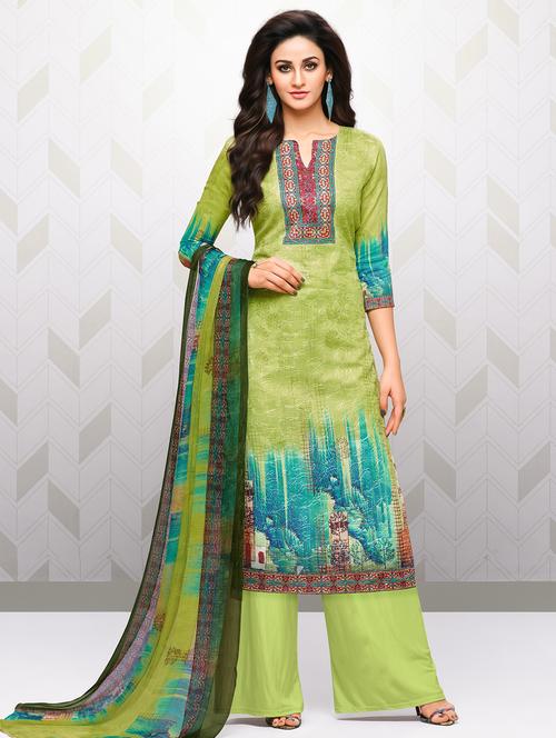 embroidered unstitched palazzo suit - 15482843 - Very Small Image - 1