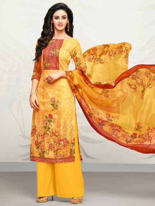 embroidered unstitched palazzo suit - 15482846 - Very Small Image - 1