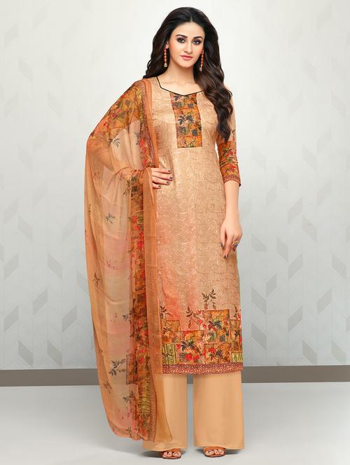 embroidered unstitched palazzo suit - 15482851 - Very Small Image - 1