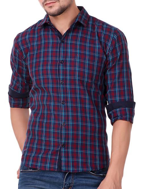 blue cotton casual shirt - 15482952 - Very Small Image - 1