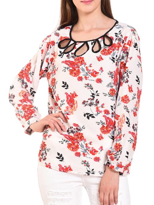 cutout front floral top - 15483379 - Very Small Image - 1