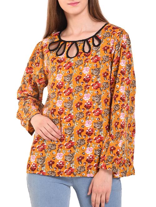 cutout front floral top - 15483380 - Very Small Image - 1