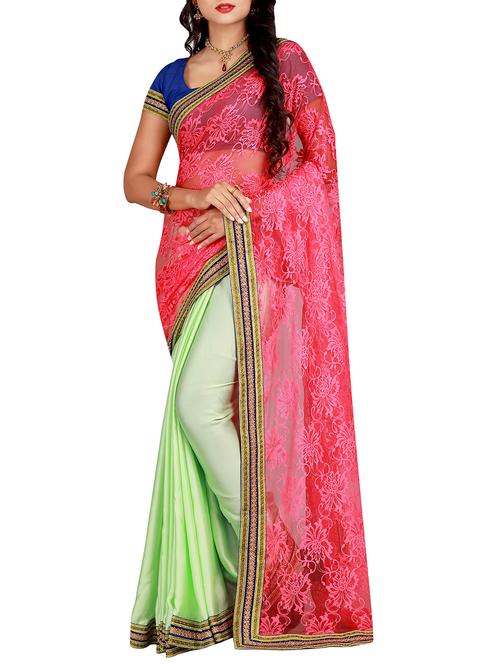 lace border half and half saree with blouse - 15483430 - Very Small Image - 1
