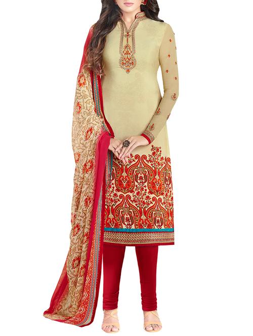 embroidered unstitched churidaar suit - 15483678 - Very Small Image - 1