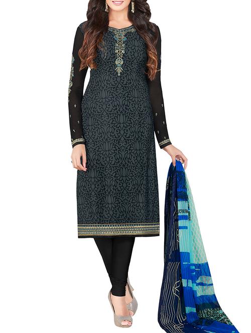 embroidered unstitched churidaar suit - 15483681 - Very Small Image - 1