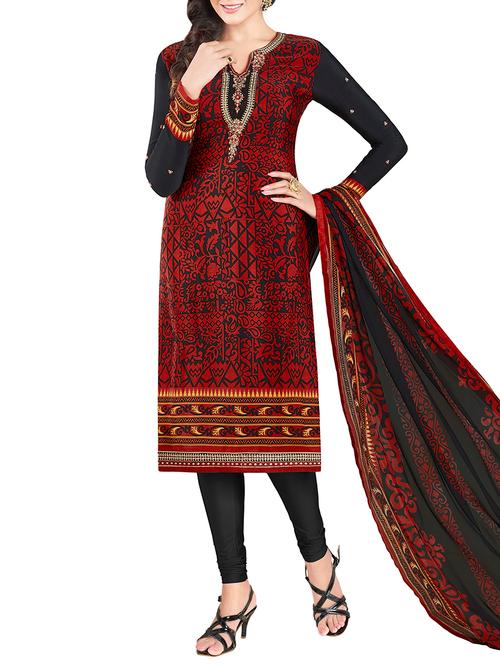 embroidered unstitched churidaar suit - 15483686 - Very Small Image - 1