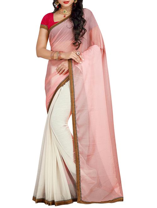 embroidered border half and half saree with blouse - 15483702 - Very Small Image - 1