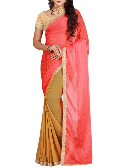 lace border half & half saree with blouse - 15483706 - Very Small Image - 1