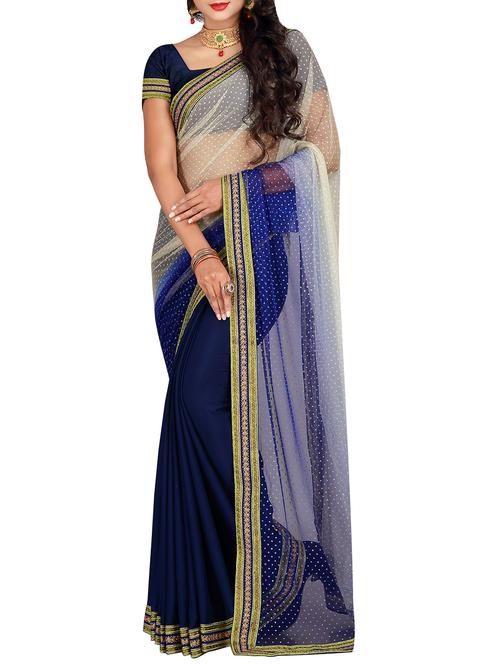 embroidered border half and half saree with blouse - 15483707 - Very Small Image - 1