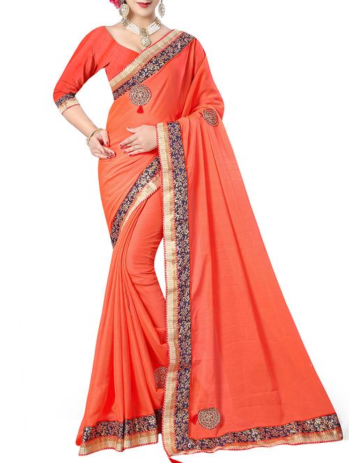 jacquard lace border embroidered saree with blouse - 15484574 - Very Small Image - 1