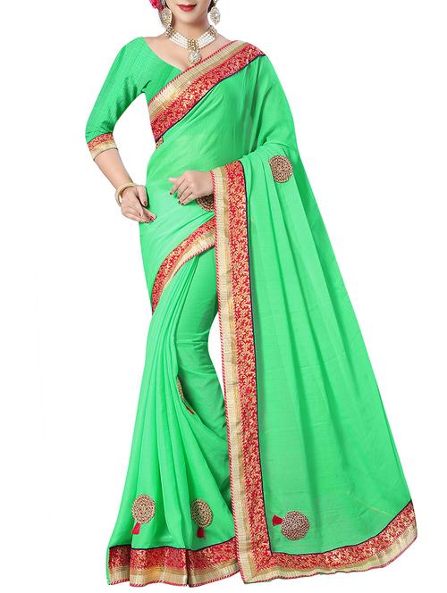jacquard lace border embroidered saree with blouse - 15484575 - Very Small Image - 1