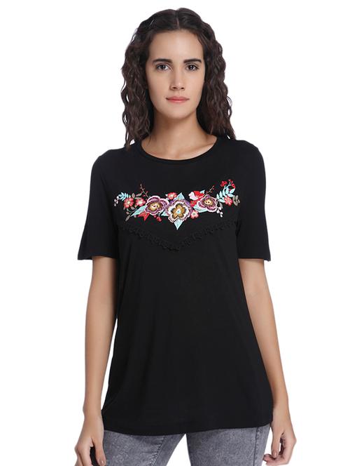lace detail embroidered tee - 15485069 - Very Small Image - 1