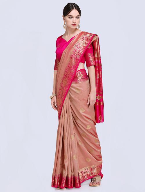 tonal shades zari banarasi saree with blouse - 15485817 - Very Small Image - 1
