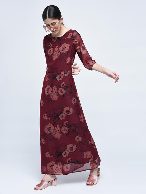 round neck floral maxi dress - 15486020 - Very Small Image - 1