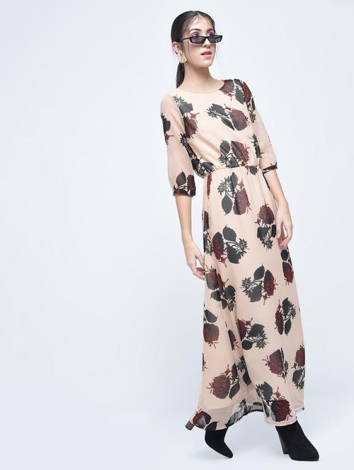 floral elasticated waist maxi dress - 15486022 - Very Small Image - 1