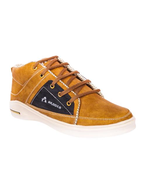 tan leatherette lace up sneakers - 15486568 - Very Small Image - 1