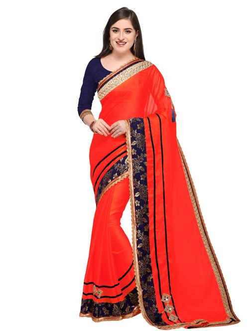 floral border mirror patchwork saree with blouse - 15486756 - Very Small Image - 1