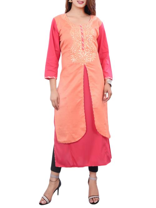mirror work layered kurta - 15488750 - Very Small Image - 1