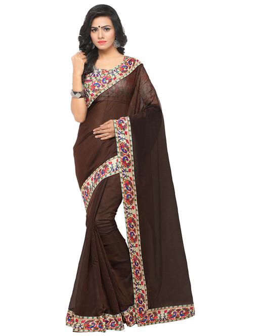conversational printed border chanderi saree with blouse - 15488855 - Very Small Image - 1