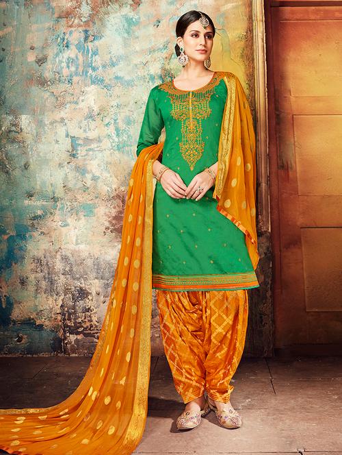 embroidered unstitched patiyala suit - 15489384 - Very Small Image - 1