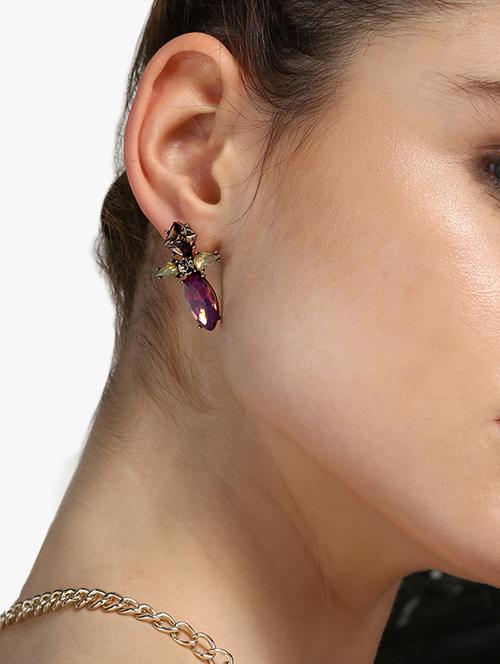 purple silver tone stone earrings - 15489518 - Very Small Image - 1