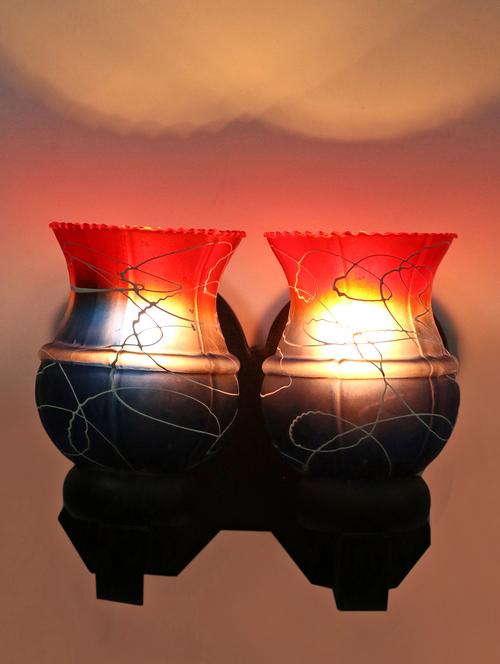 new stylish twins hand decorative colorful glass wall lamp light with royal wooden fitting dn-2wa26 - 15489704 - Very Small Image - 1