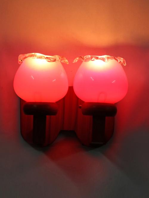 stylish twins hand decorative colorful glass wall lamp light with royal wooden fitting (set of two) dn-2wa167 - 15489885 - Very Small Image - 1