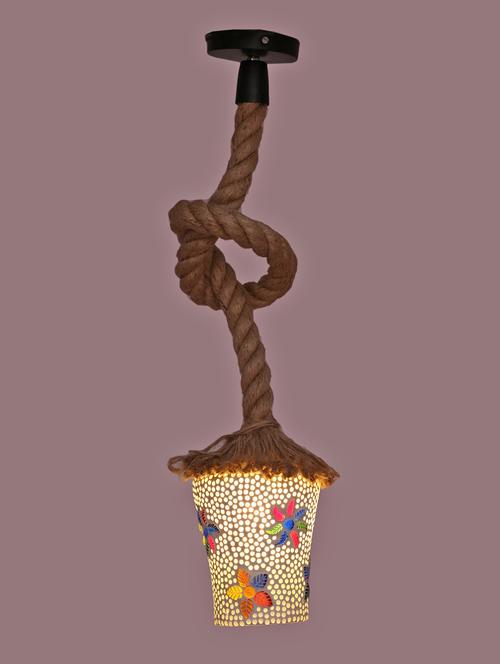 ultra stylish pendant ceiling lamp light hanging in rope with hand decorative designer glass shade (set of two ) rf61 - 15490319 - Very Small Image - 1