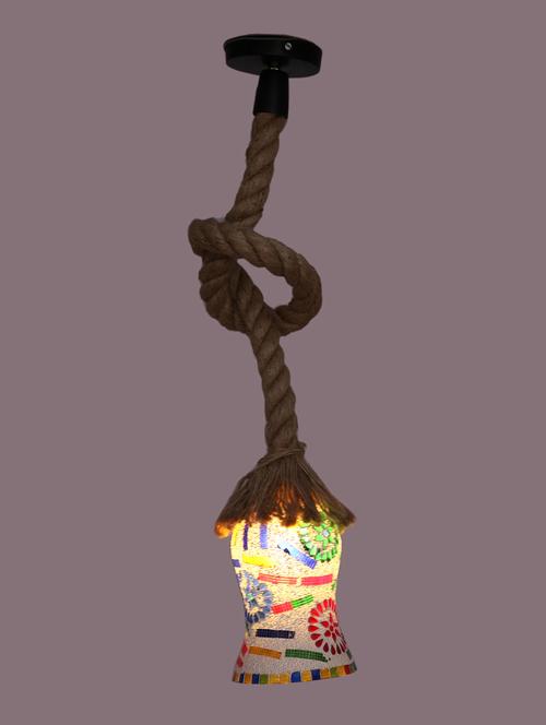 ultra stylish pendant ceiling lamp light hanging in rope with hand decorative designer & colorful glass shade rf28 - 15490325 - Very Small Image - 1