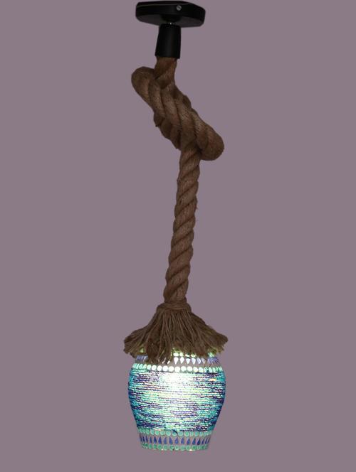 ultra stylish pendant ceiling lamp light hanging in rope with hand decorative designer & colorful glass shade rf34 - 15490331 - Very Small Image - 1