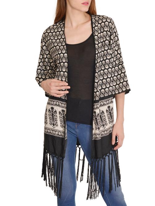 fringed hem printed shrug - 15490420 - Very Small Image - 1