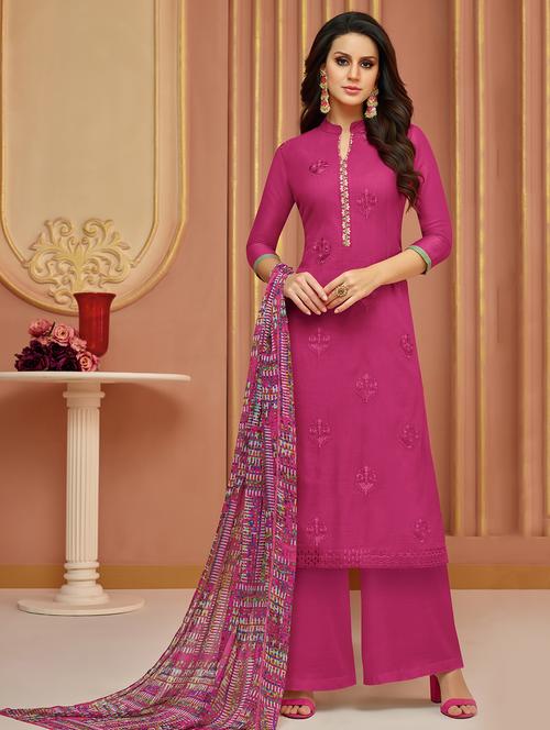 embroidered unstitched palazzo suit - 15490854 - Very Small Image - 1