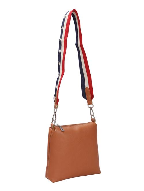 tan leatherette (pu) sling bag - 15491165 - Very Small Image - 1