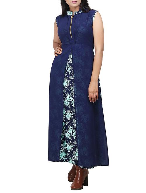 floral layered zip detail dress - 15491175 - Very Small Image - 1