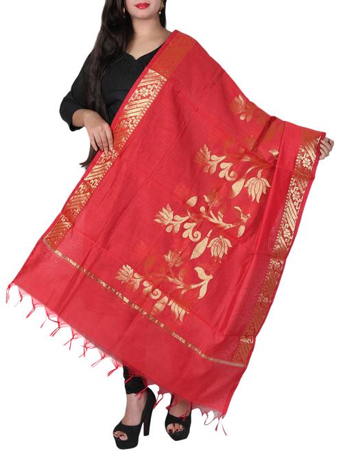 red chanderi dupatta - 15491204 - Very Small Image - 1