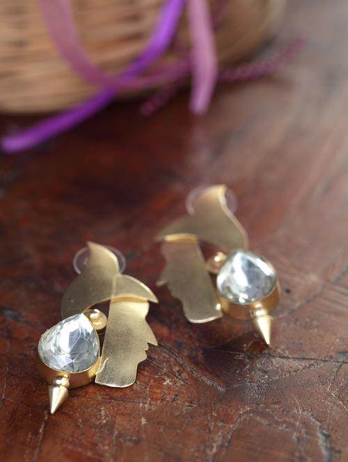 white gold tone stone earrings - 15492292 - Very Small Image - 1