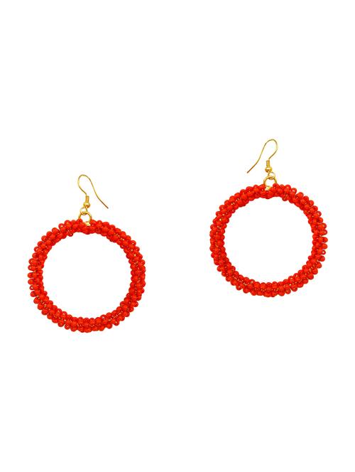 red gold tone beaded earrings - 15492434 - Very Small Image - 1