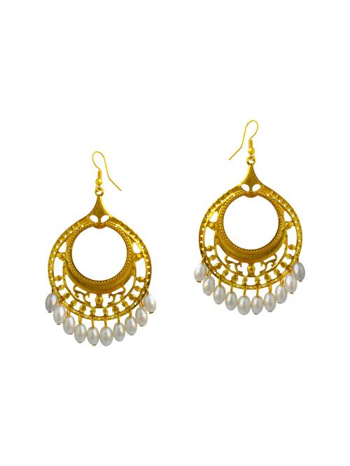 white gold tone pearl inspired earrings - 15492477 - Very Small Image - 1