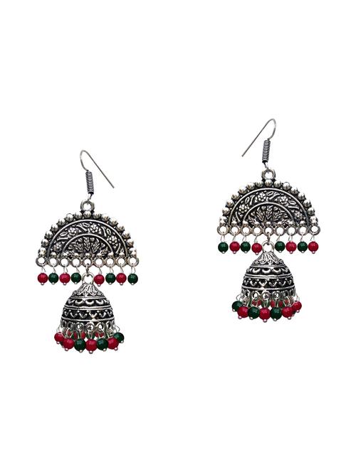 silver oxidized jhumka - 15492514 - Very Small Image - 1