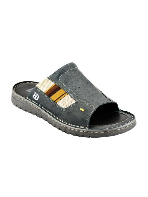 grey leather slip on slippers - 15492926 - Very Small Image - 1