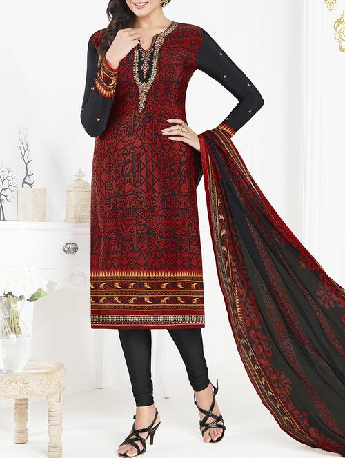 embroidered unstitched churidaar suit - 15492974 - Very Small Image - 1