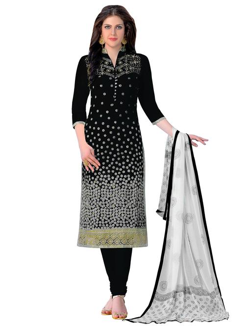 embroidered unstitched churidaar suit - 15493155 - Very Small Image - 1