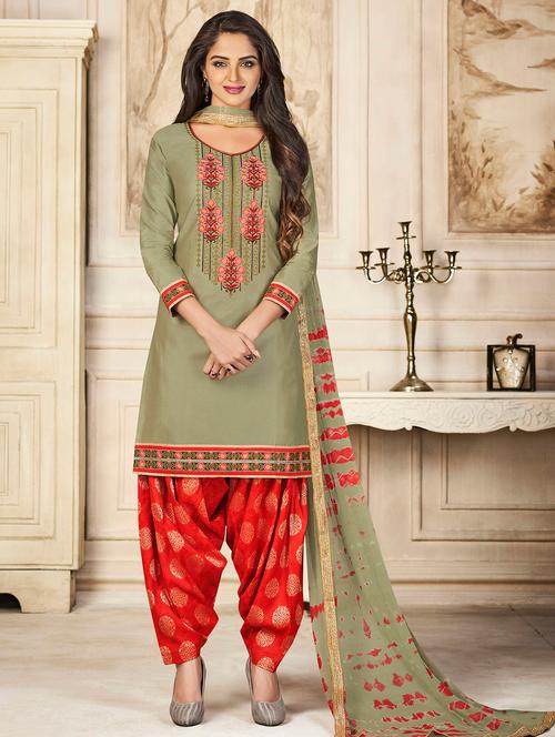embroidered unstitched salwar suit - 15493159 - Very Small Image - 1