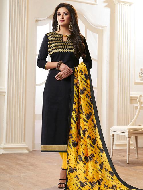 embroidered unstitched churidaar suit - 15493172 - Very Small Image - 1