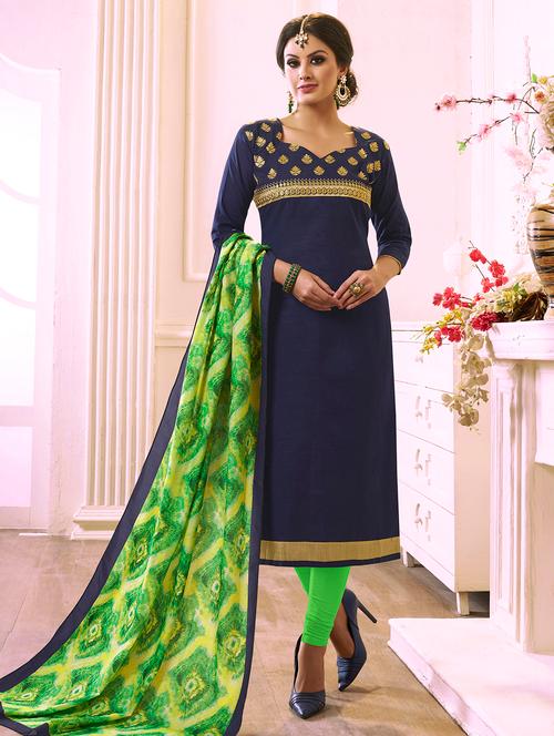embroidered unstitched churidaar suit - 15493178 - Very Small Image - 1