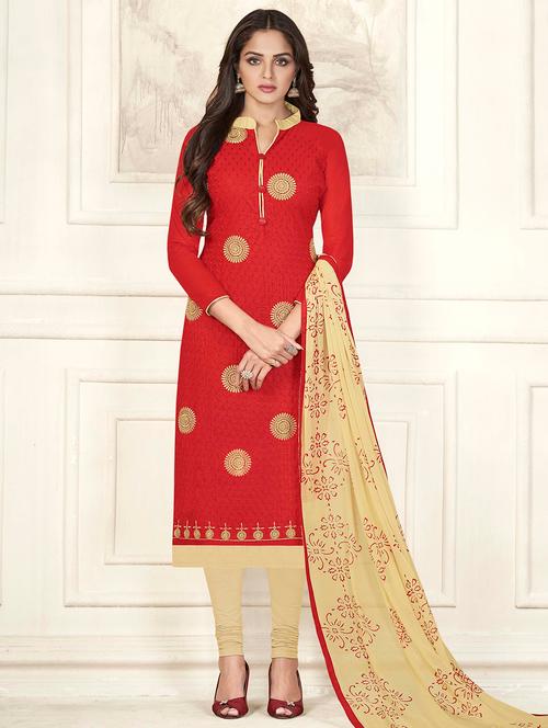 embroidered unstitched churidaar suit - 15493188 - Very Small Image - 1