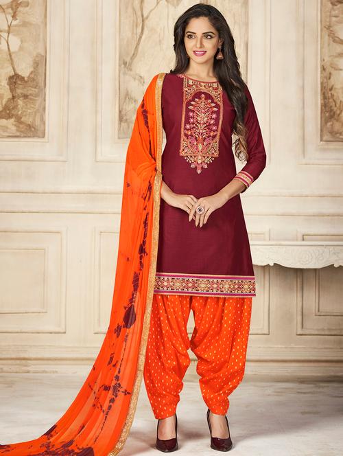 embroidered unstitched salwar suit - 15493218 - Very Small Image - 1