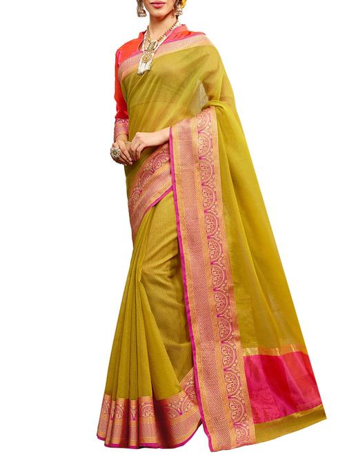 contrast bordered kota doria saree with blouse - 15493615 - Very Small Image - 1